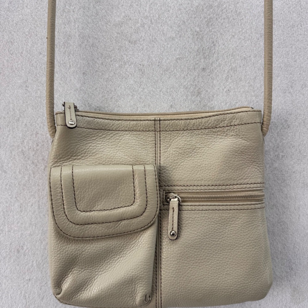 Tignanello 100% Leather Crossbody Bag Leather Multi Pocket Travel Purse Small